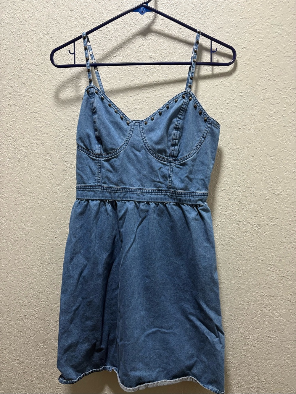 Denim Dizzy Lizzy Spaghetti Strap Dress - Blue